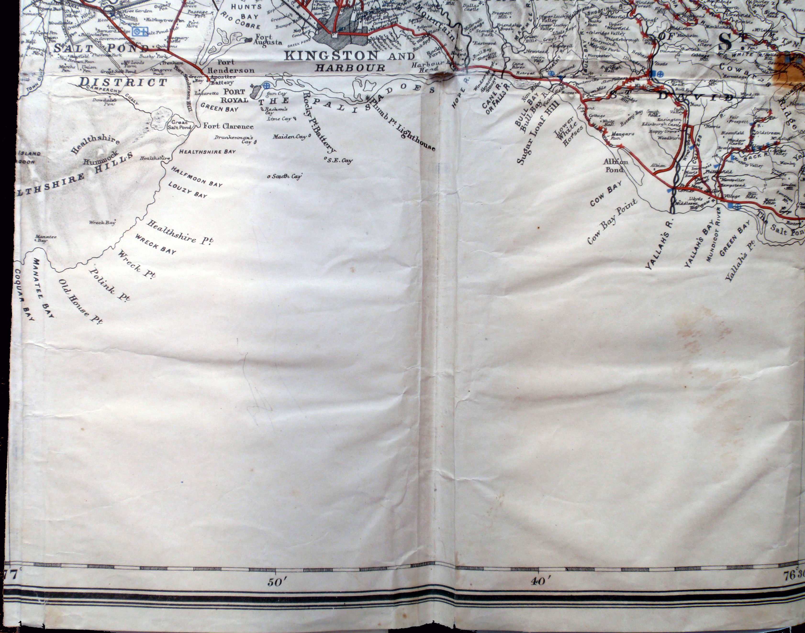 St Andrew and St Thomas map Jamaica